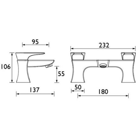 Bristan  Metallix Hourglass Bath Filler Copper Radiance