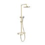 Brushed Brass Round Thermostatic Mixer Shower Set with Bath Filler Spout - Mika