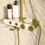Brushed Brass Round Thermostatic Mixer Shower Set with Bath Filler Spout - Mika