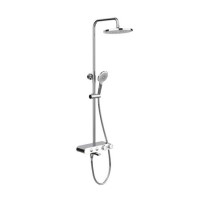 Chrome Round Thermostatic Mixer Shower Set with Bath Filler Spout - Mika