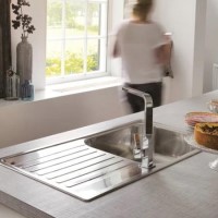 Single Bowl Inset Chrome Stainless Steel Kitchen Sink with Reversible Drainer - Reginox