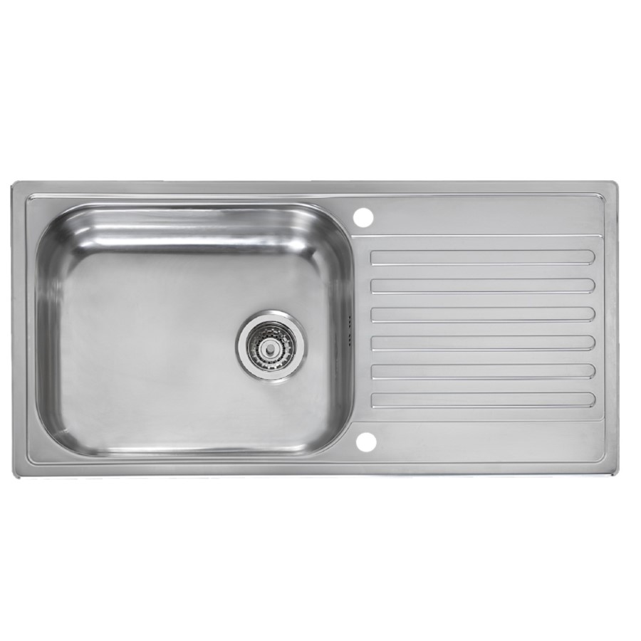 Single Bowl Inset Chrome Stainless Steel Kitchen Sink with Reversible Drainer - Reginox