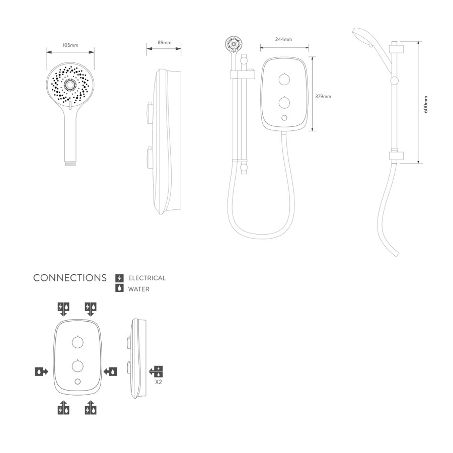 GRADE A1 - Aqualisa eMOTION 10.5kW Grey Electric Shower