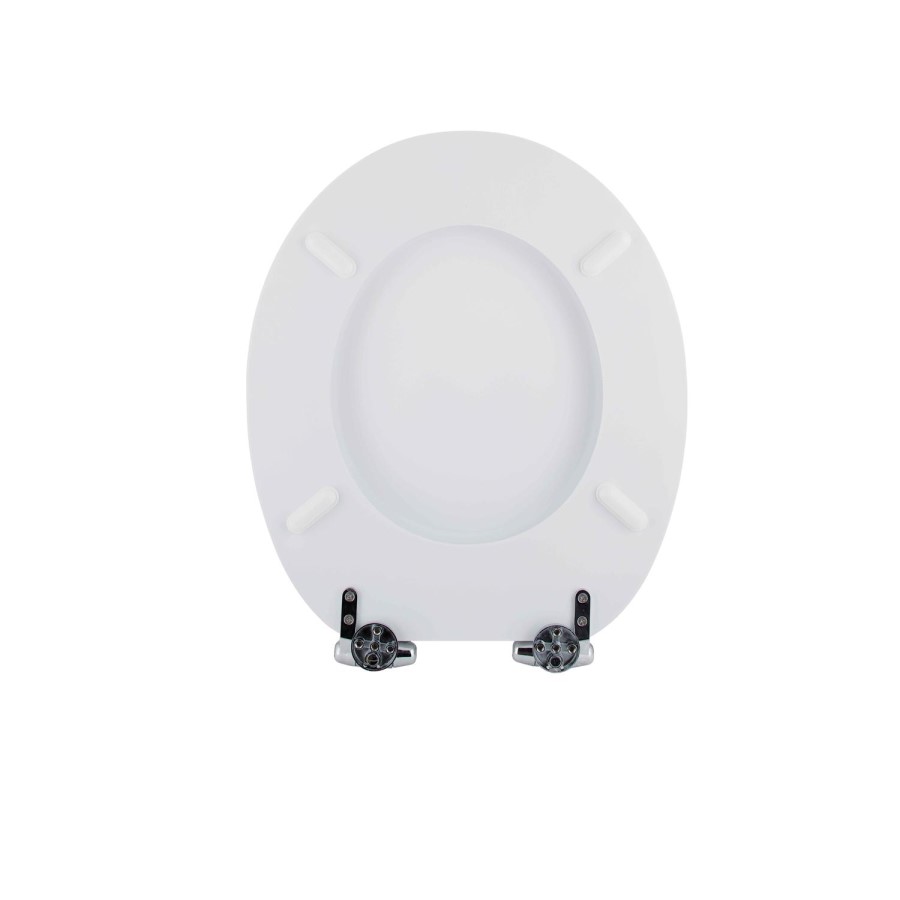 Standard Soft Close High Gloss White MDF Toilet Seat- Bottom Fix