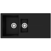 Rocklite Milton 1.5 Bowl Inset Black Composite Kitchen Sink with Reversible Drainer
