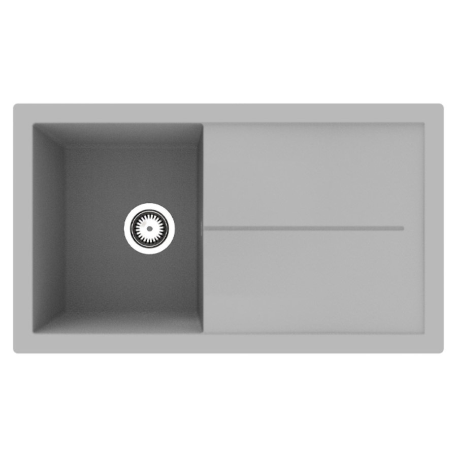 RockLite Milton Single Bowl Inset Grey Composite Kitchen Sink with Reversible Drainer