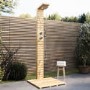 Wooden Thermostatic Outdoor Shower with Square Hand Shower 2 Outlets - Namara