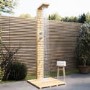 Wooden Thermostatic Outdoor Shower with Square Hand Shower 2 Outlets - Namara