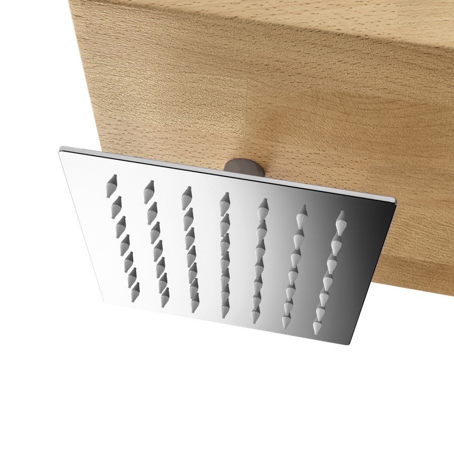 Wooden Thermostatic Outdoor Shower with Square Hand Shower 2 Outlets - Namara