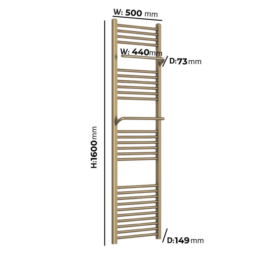 Brass Towel Radiator 1600 x 500mm - Nazco