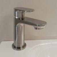 Brushed Nickel Cloakroom Mono Basin Mixer Tap with Slotted Basin Waste - Nell