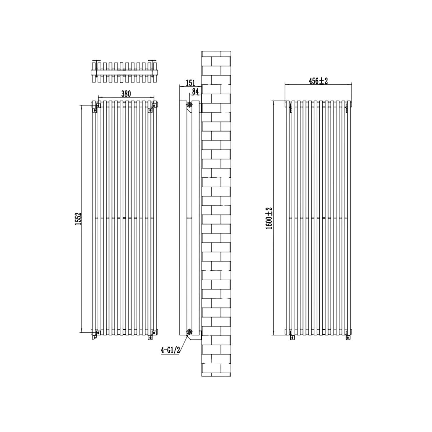Beige Vertical Double Panel Radiator 1600 x 450mm – Nevada - Better ...