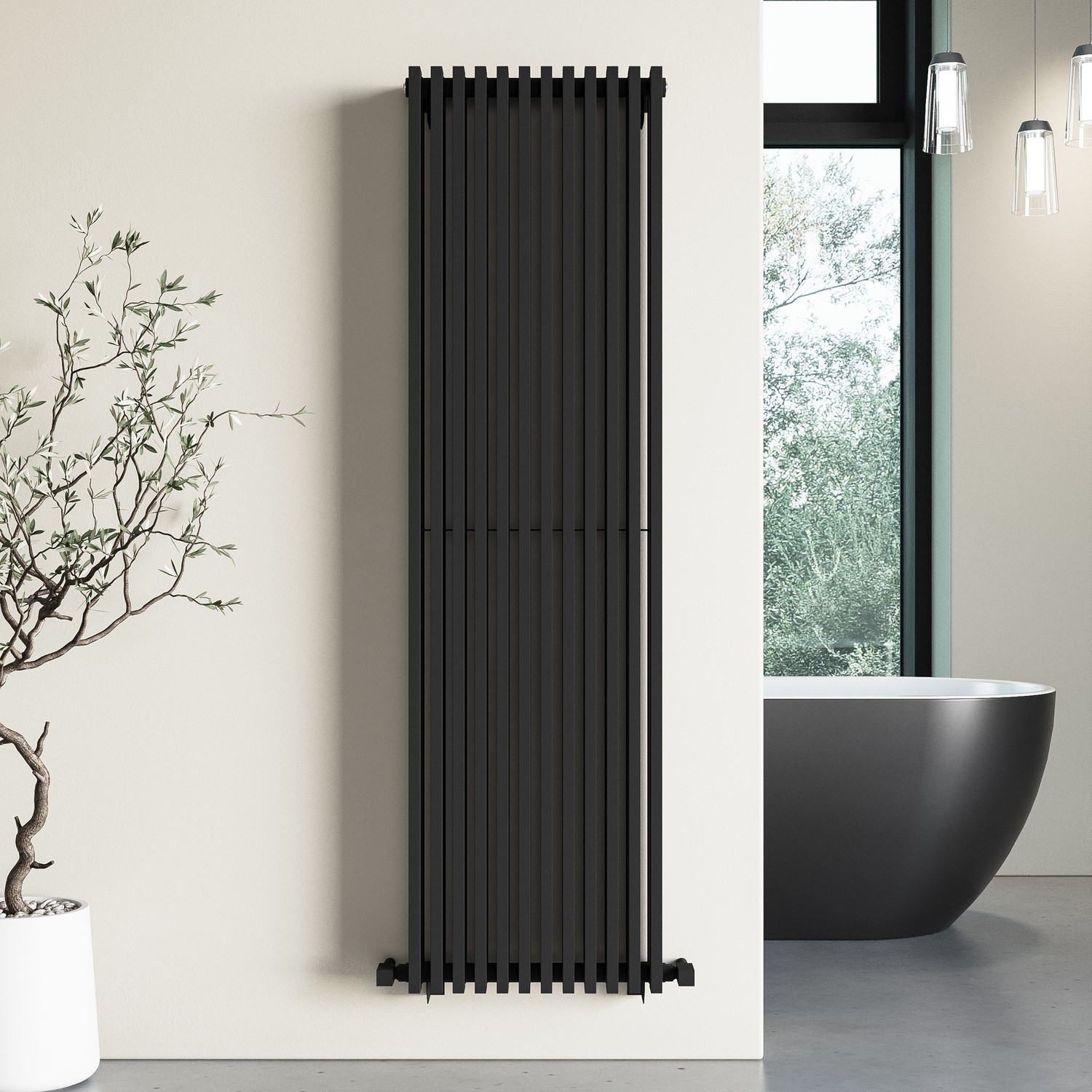 Institutional Grade Radiators GRADE A1 - Black Vertical Double Panel Radiator 1600 x 450mm – Nevada ...