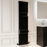 Vertical Black Column Radiator with Towel Bars 1800 x 460mm - Nevis