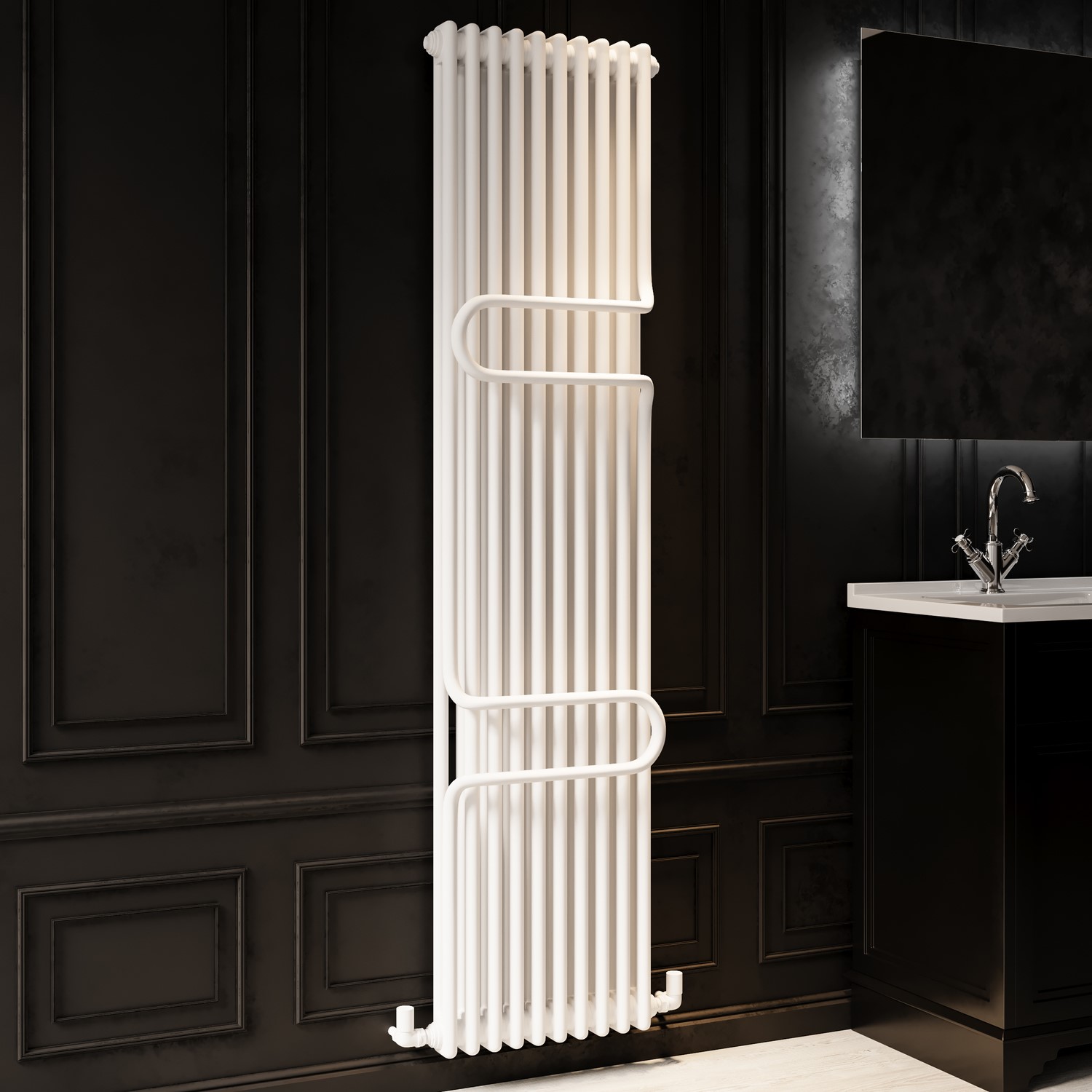 Vertical White Column Radiator with Towel Bars 1800 x 460mm - Nevis ...