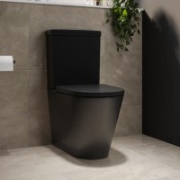 ONLY OPENED - Matt Black Close Coupled Rimless Closed Back Toilet with Soft Close Seat - Newport ONLY OPENED - Matt Black Close Coupled Rimless Closed Back Toilet with Soft Close Seat - Newport
