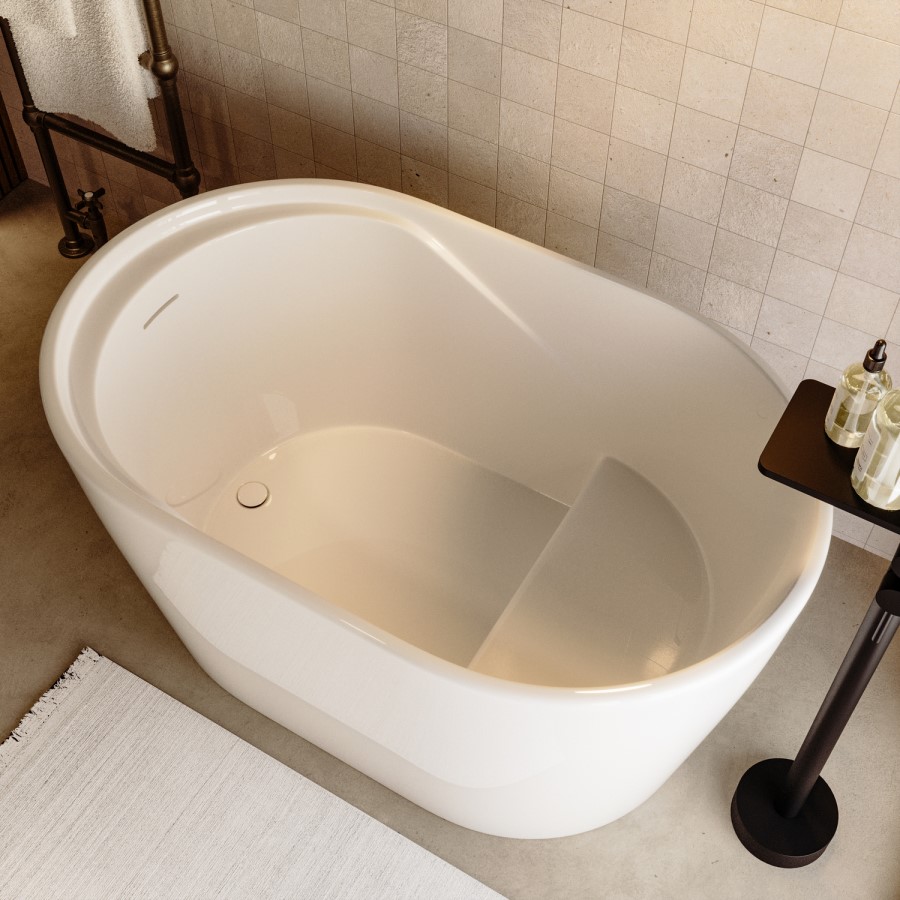 Freestanding Japanese Soaking Deep Bath With Seat 1200 x 630mm - Niki