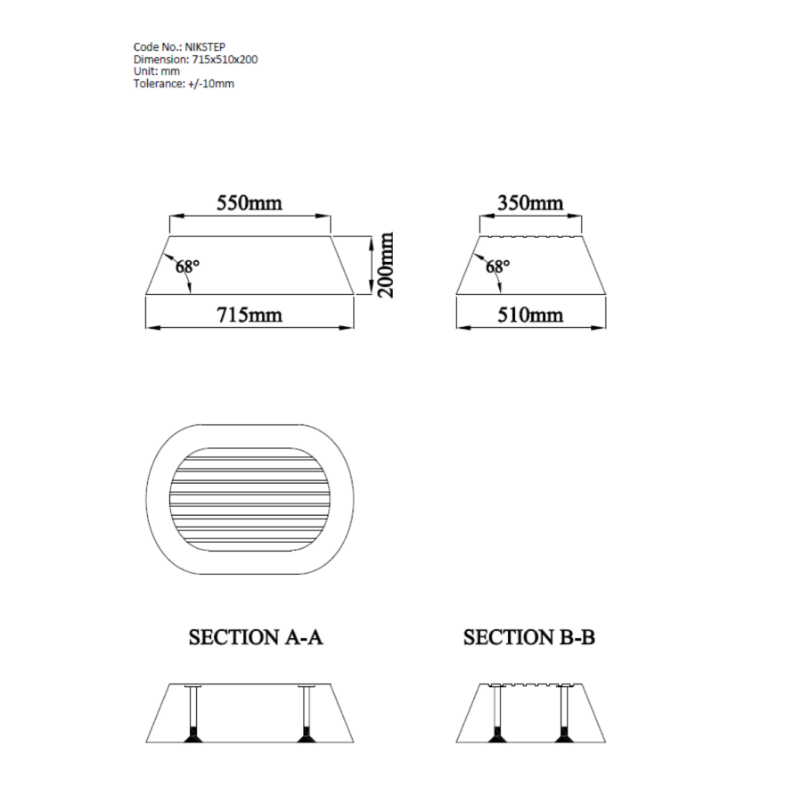 Bath Step for Deep Baths 715 x 350mm - Niki