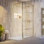 1000mm Brushed Brass Grid Shower Screen for Wet Room & Walk In Shower - Nova