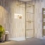 800mm Brushed Brass Grid Shower Screen for Wet Room & Walk In Shower - Nova