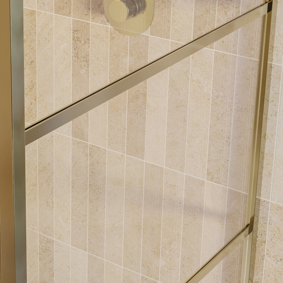 800mm Brushed Brass Grid Shower Screen for Wet Room & Walk In Shower - Nova