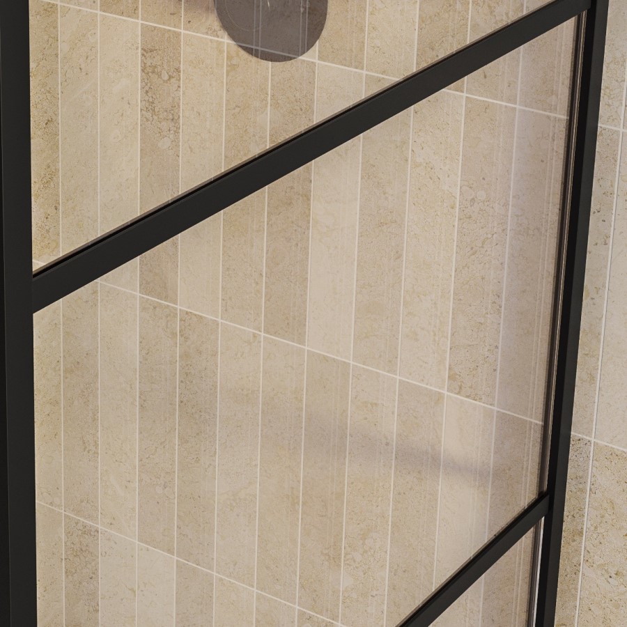1000mm Black Grid Shower Screen for Wet Room & Walk In Shower - Nova