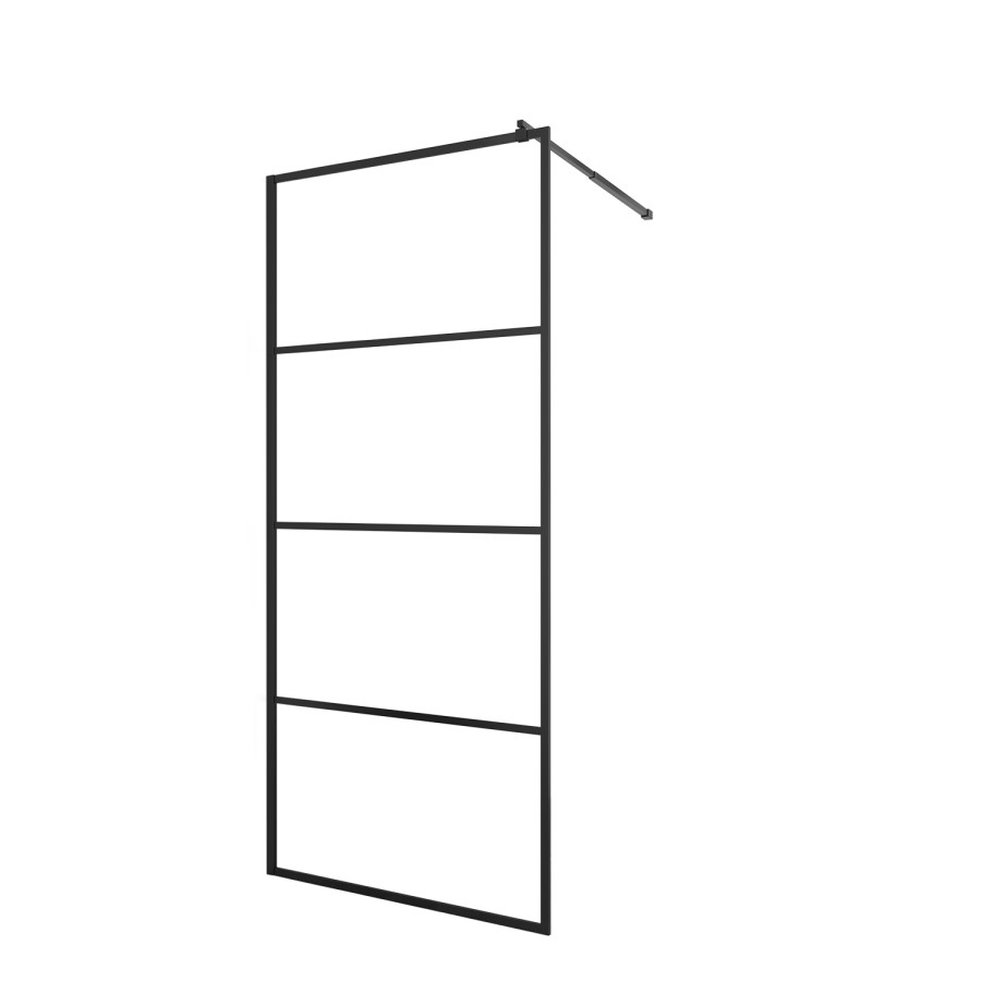 900mm Black Grid Shower Screen for Wet Room & Walk In Shower - Nova