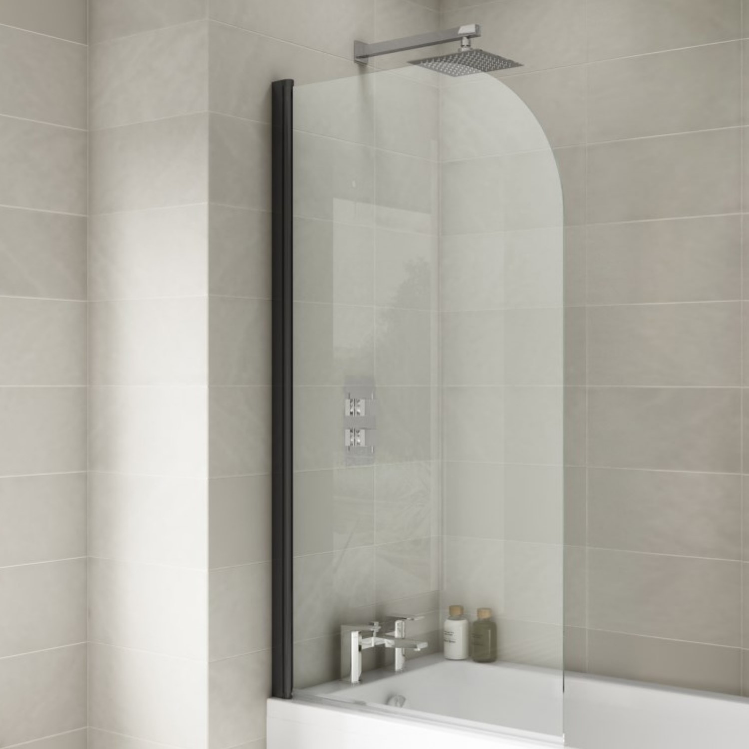 Hinged Black Bath Shower Screen Fiji Better Bathrooms