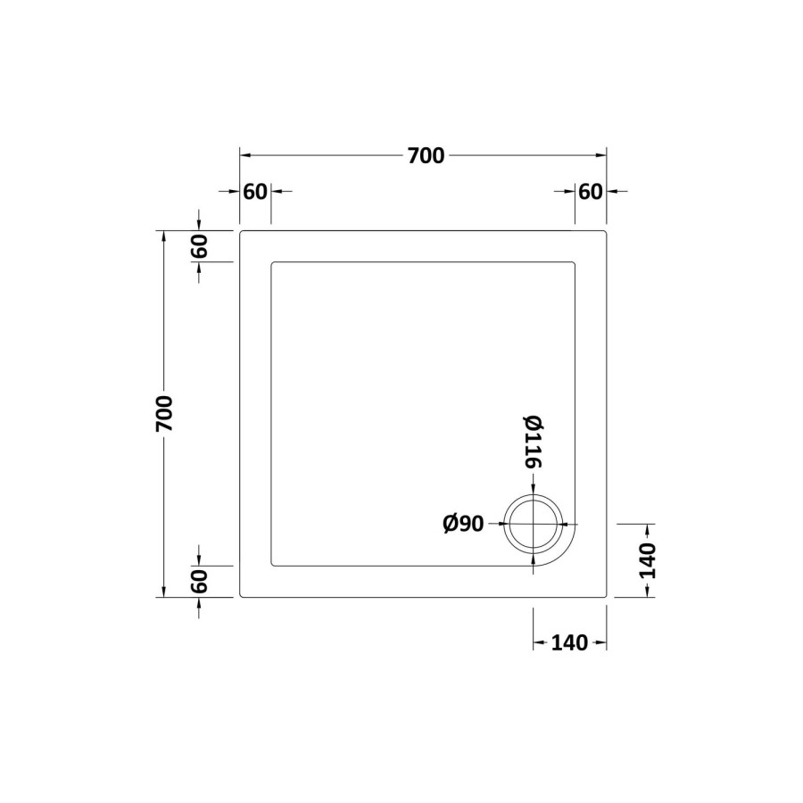700mm Low Profile Square Shower Tray - Purity