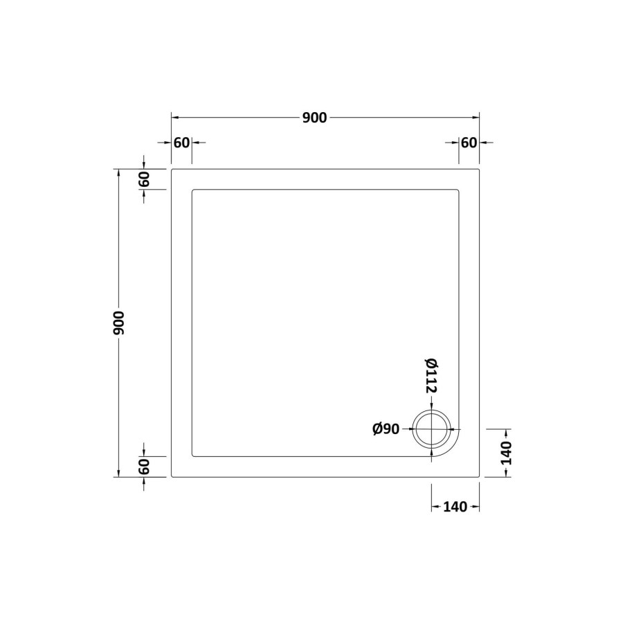 Square Low Profile Shower Tray 900 x 900mm - Purity
