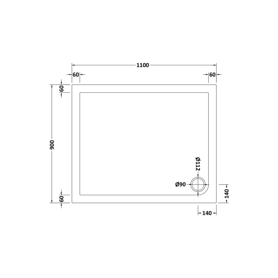 GRADE A1 - Rectangular Low Profile Shower Tray 1100 x 900mm - Purity