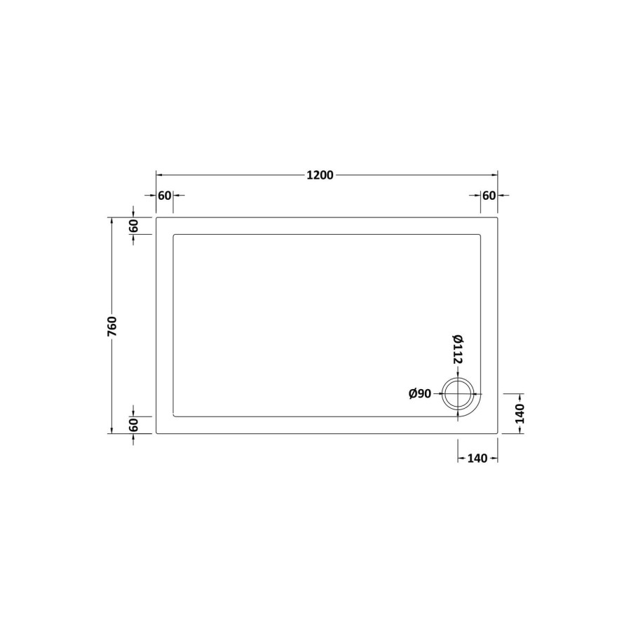 GRADE A2 - 1200 x 760mm Low Profile Rectangular Shower Tray  - Purity