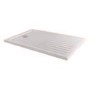 1400x800mm Walk-In Rectangular Shower Tray with Drying Area - White Stone Resin - Purity