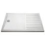 1600x800mm Walk-In Rectangular Shower Tray 40mm with Drying Area - White Stone Resin - Purity
