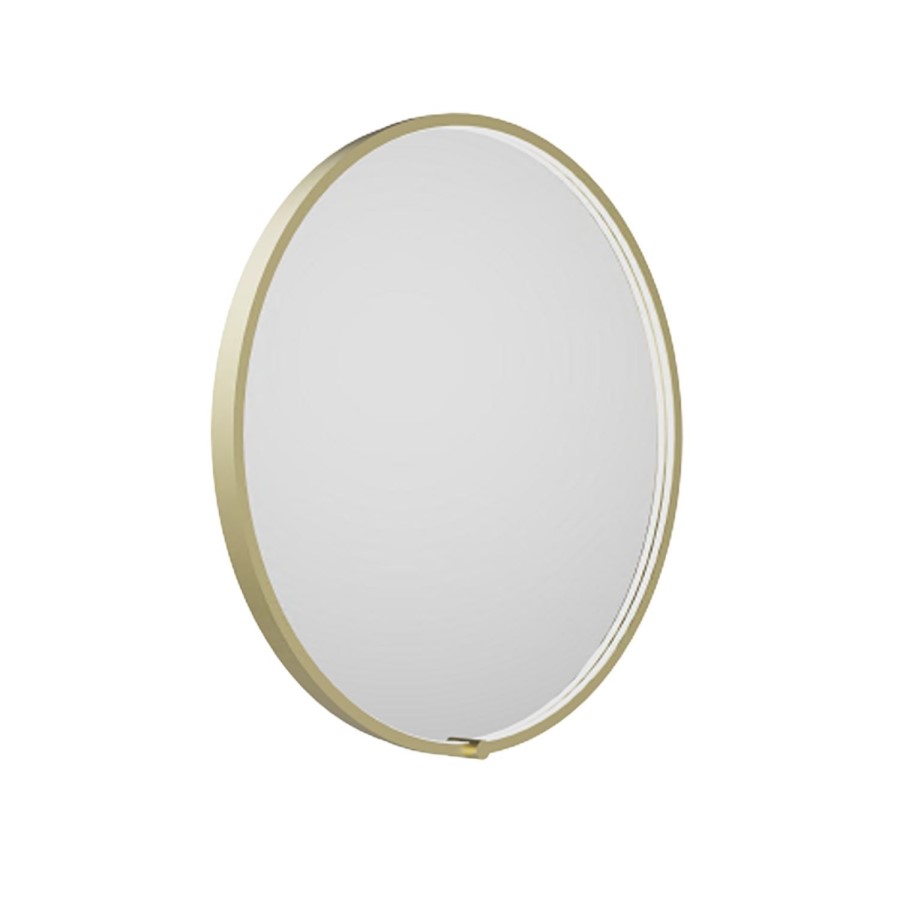 Round Brass Heated Bathroom Mirror with Lights 600mm - Nyx