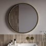 Round Brass Heated Bathroom Mirror with Lights 800mm - Nyx