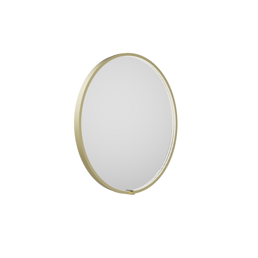 Round Brass Heated Bathroom Mirror with Lights 800mm - Nyx