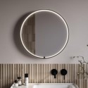 NYXMB600 Round Black Heated Bathroom Mirror with Lights 600mm - Nyx