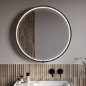 NYXMB800 Round Black Heated Bathroom Mirror with Lights 800mm - Nyx
