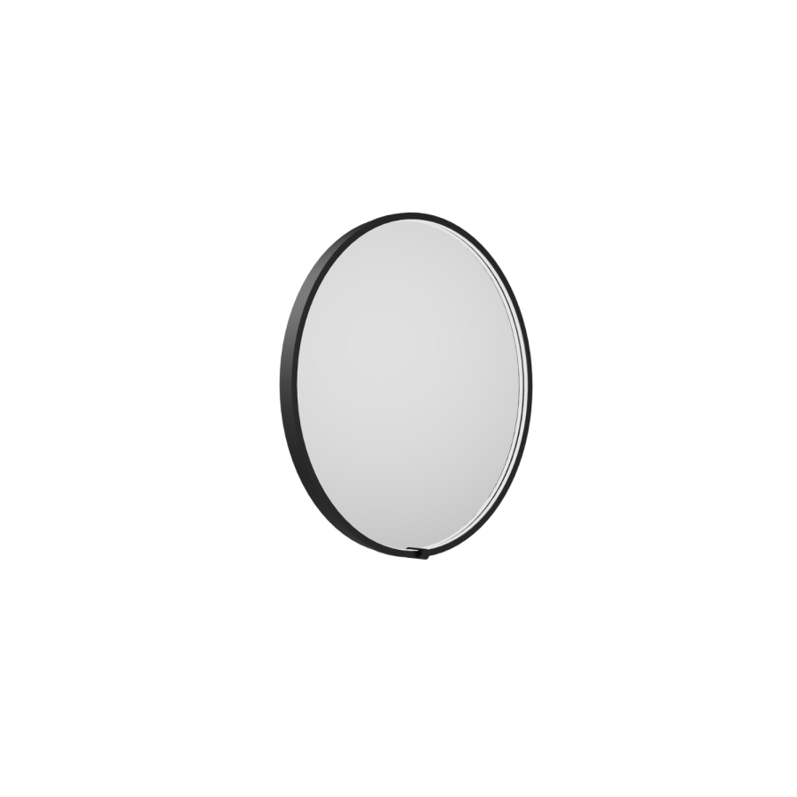 Round Black Heated Bathroom Mirror with Lights 800mm - Nyx