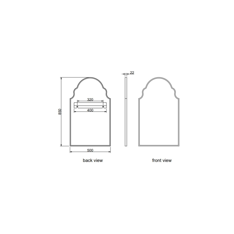 Arched Ornate Brass Bathroom Mirror 500 x 800mm - Oberon