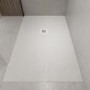 1000x800mm Rectangular White Slate-Effect Shower Tray 27mm - Stone Resin - Sileti