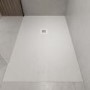 1000x800mm Stone Resin White Slate Effect Shower Tray with Grate - Sileti