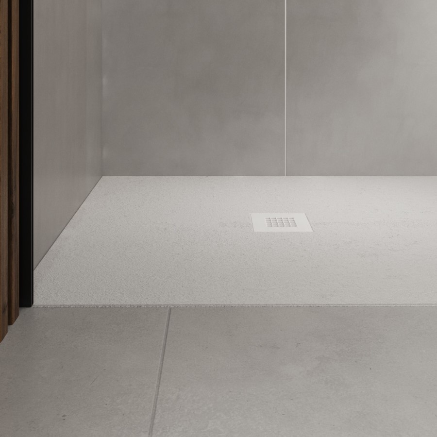 1200x800mm Rectangular White Slate-Effect Shower Tray 27mm - Stone Resin - Sileti