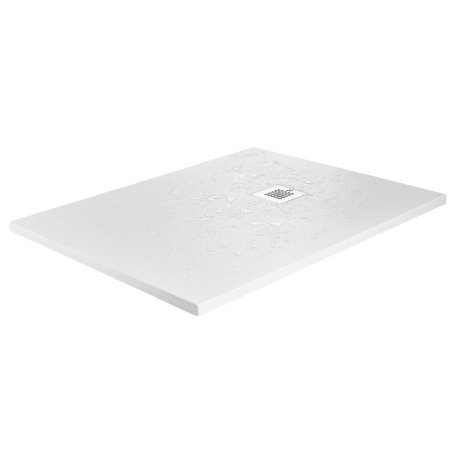 1200x800mm Rectangular White Slate-Effect Shower Tray 27mm - Stone Resin - Sileti