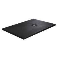 GRADE A1 - 1200 x 900mm Black Slate Effect Shower Tray with Grate - Sileti 