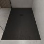 1000x900mm Rectangular Shower Tray with Grate - Black Stone Resin Slate Effect - Sileti
