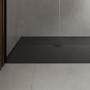 1000x900mm Rectangular Shower Tray with Grate - Black Stone Resin Slate Effect - Sileti