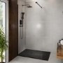 1000x900mm Rectangular Shower Tray with Grate - Black Stone Resin Slate Effect - Sileti