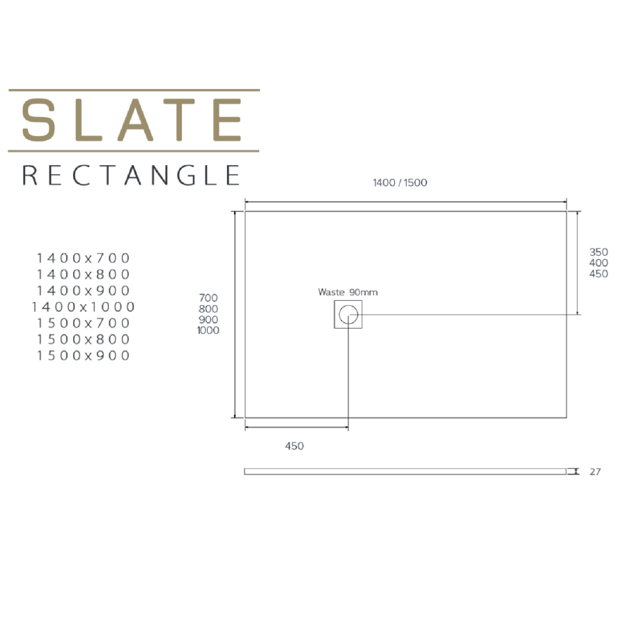 ALMOST PERFECT - 1400x800mm Stone Resin White Slate Effect Rectangular Shower Tray with Grate - Sileti